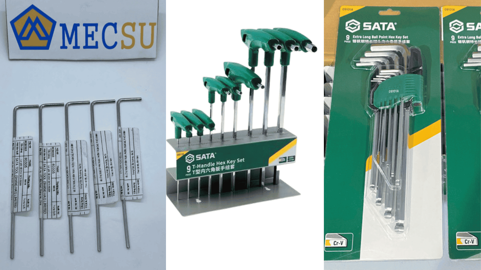 3 kiểu đầu bằng, đầu bi, Chữ T lục giác SATA